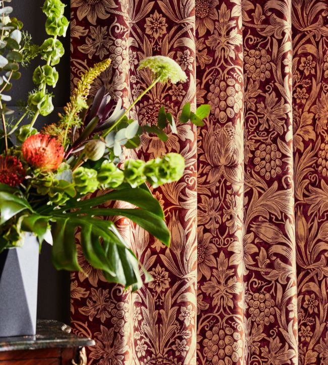 Sunflower Velvet Fabric - Kermes/Birch - 236928 - Morris & Co