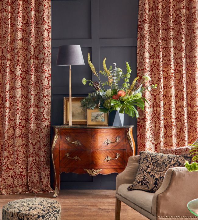 Sunflower Velvet Fabric - Kermes/Birch - 236928 - Morris & Co