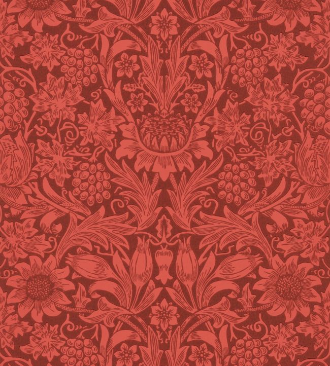 Sunflower Wallpaper - Chocolate/Red - 216960 - Morris & Co