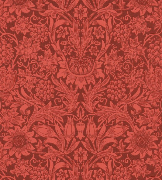 Sunflower Wallpaper - Chocolate/Red - 216960 - Morris & Co