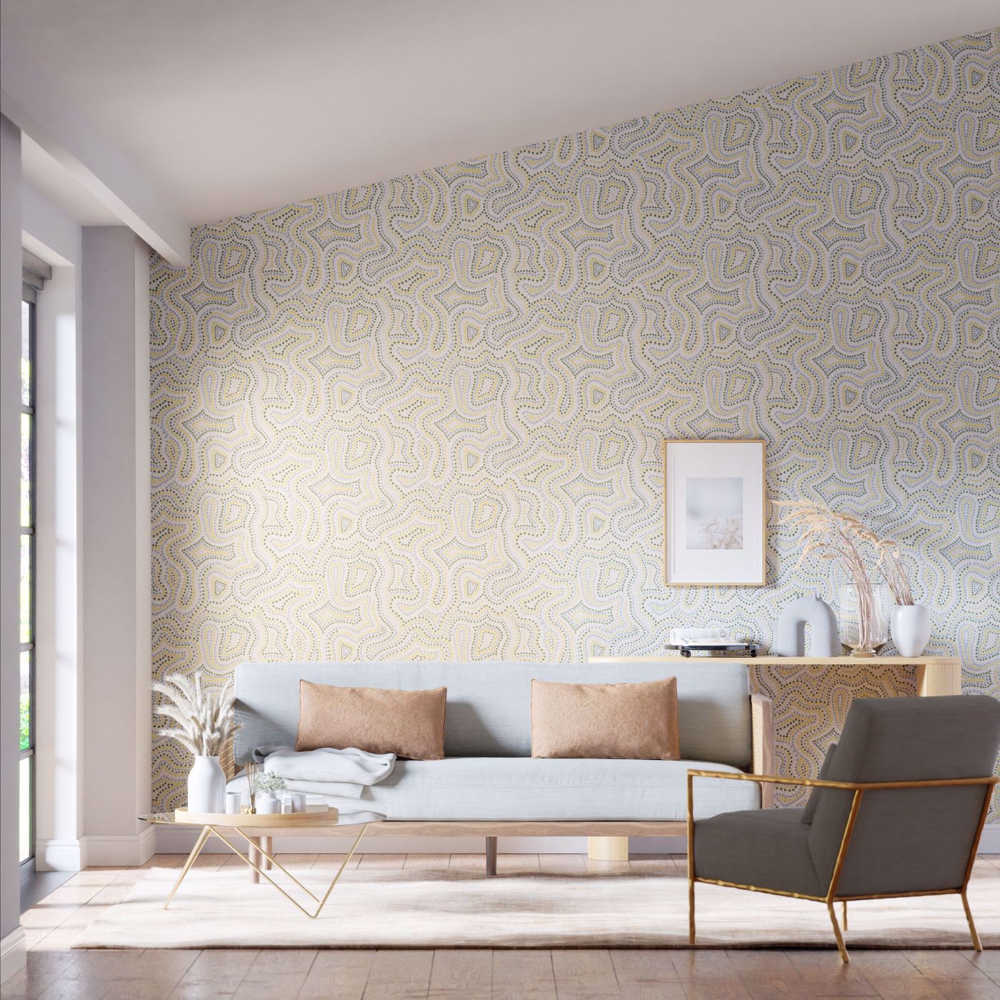 Sunstone Wallpaper - Celestial/Fig Leaf/Nectar - HC4W113042 - Harlequin