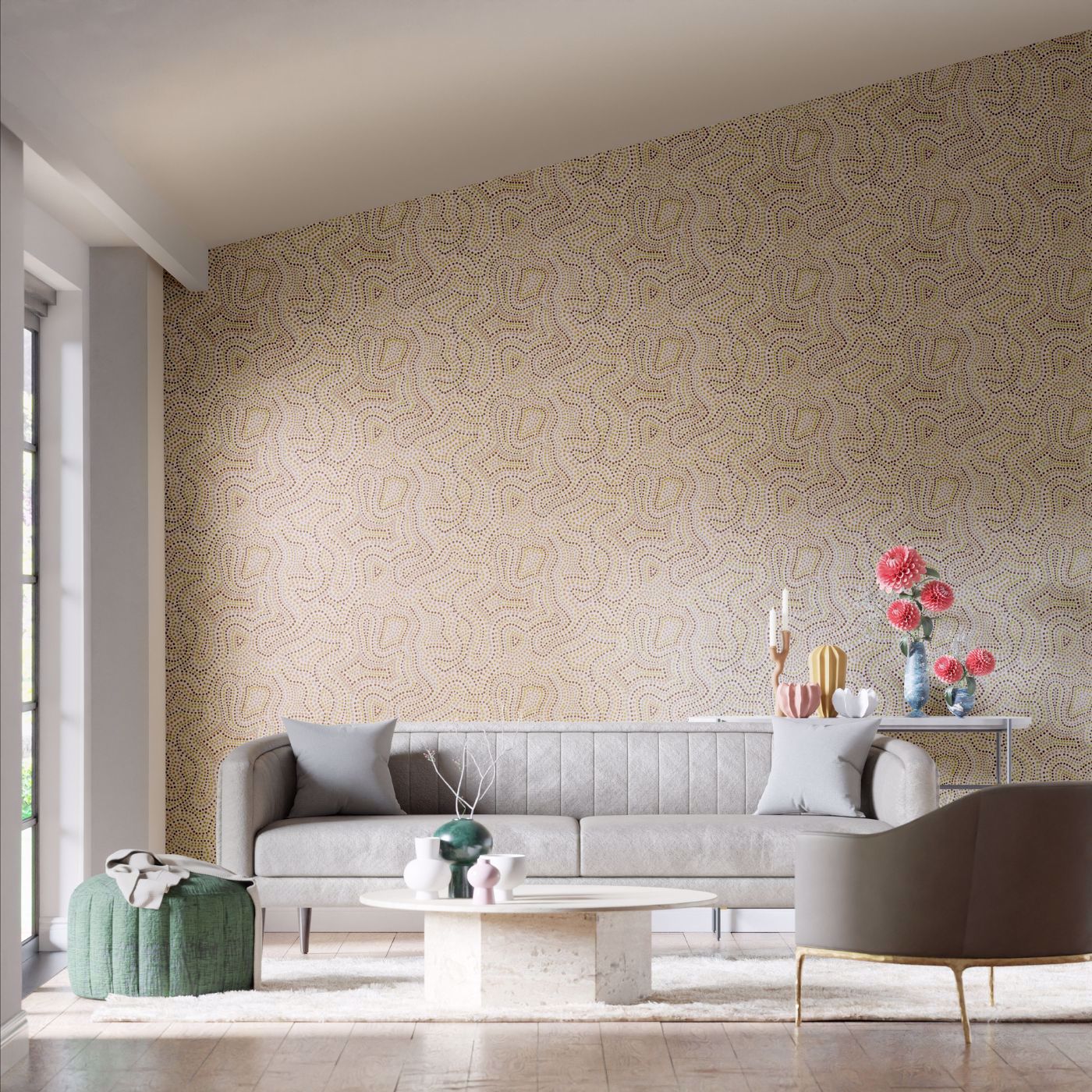 Sunstone Wallpaper - Positano/Chocolate/Pistachio - HC4W113041 - Harlequin