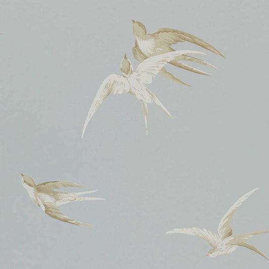 Swallows Wallpaper - Silver - DVIWSW104 - Sanderson