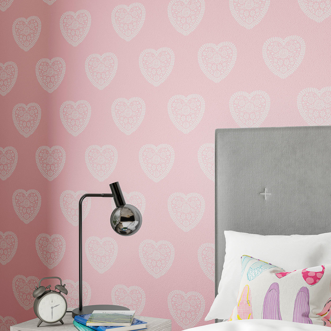 Sweet Heart Wallpaper - Soft Pink - HLTF112651 - Harlequin
