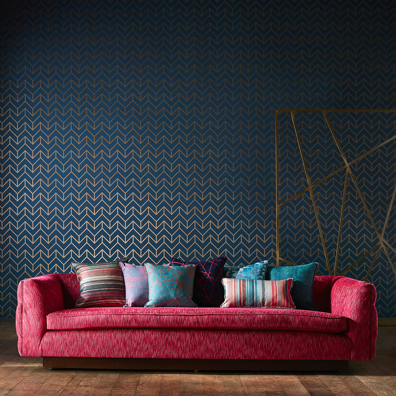 Tessellation Wallpaper - Marine/Copper - HMWF111986 - Harlequin