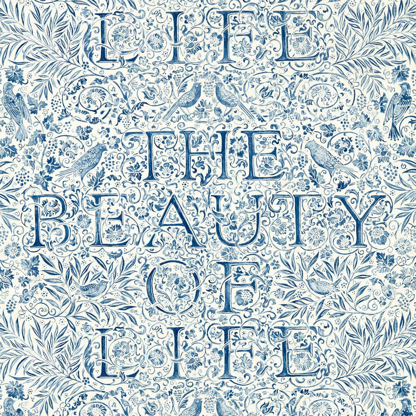 The Beauty of Life Indigo Wallpaper - Indigo - 217190 - Morris & Co