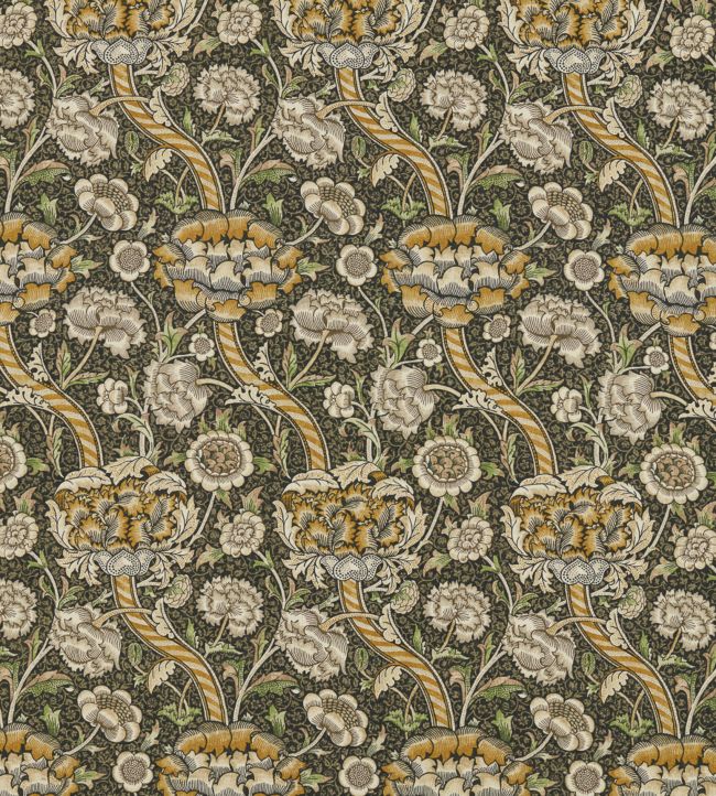 Wandle Fabric - Charcoal/Mustard - 226397 - Morris & Co