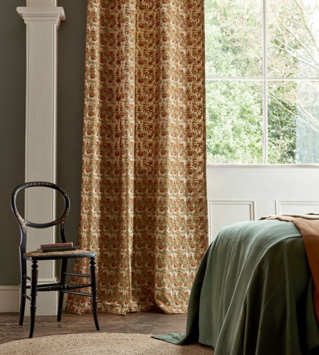 Wardle Embroidery Fabric - Olive/Brick - 236819 - Morris & Co