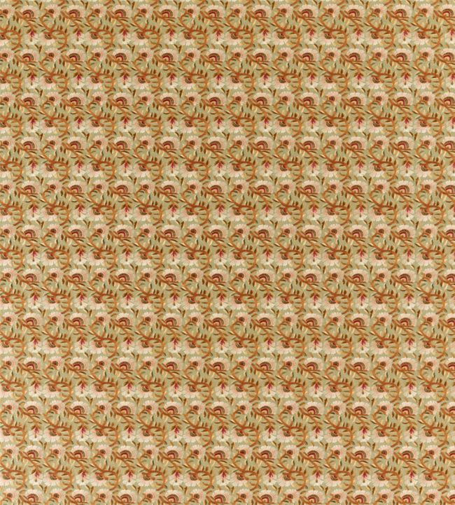 Wardle Embroidery Fabric - Olive/Brick - 236819 - Morris & Co