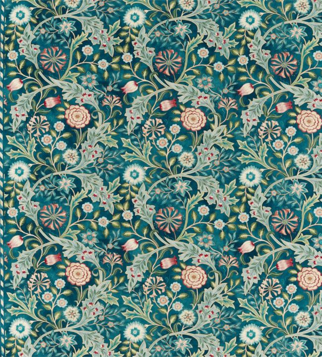 Wilhelmina Fabric - Teal - 226604 - Morris & Co