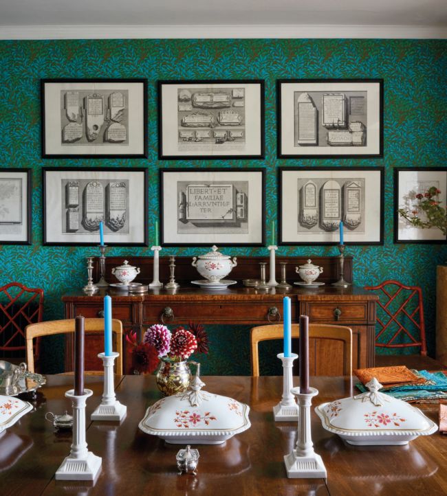 Willow Boughs Wallpaper - Olive/Turquoise - 216952 - Morris & Co