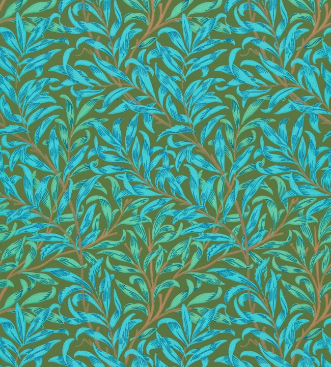 Willow Boughs Wallpaper - Olive/Turquoise - 216952 - Morris & Co