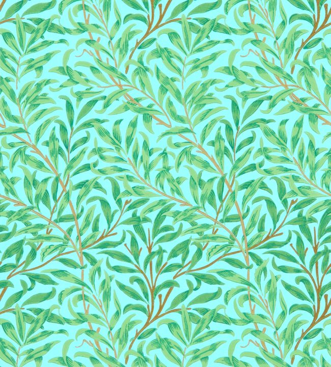 Willow Boughs Wallpaper - Sky/Leaf Green - 216948 - Morris & Co
