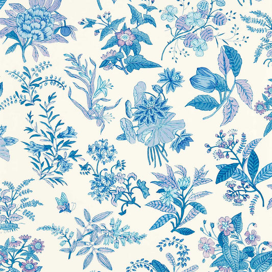 Woodland Floral Wallpaper - Lapis/Amethyst/Pearl - HSRW113059 - Harlequin
