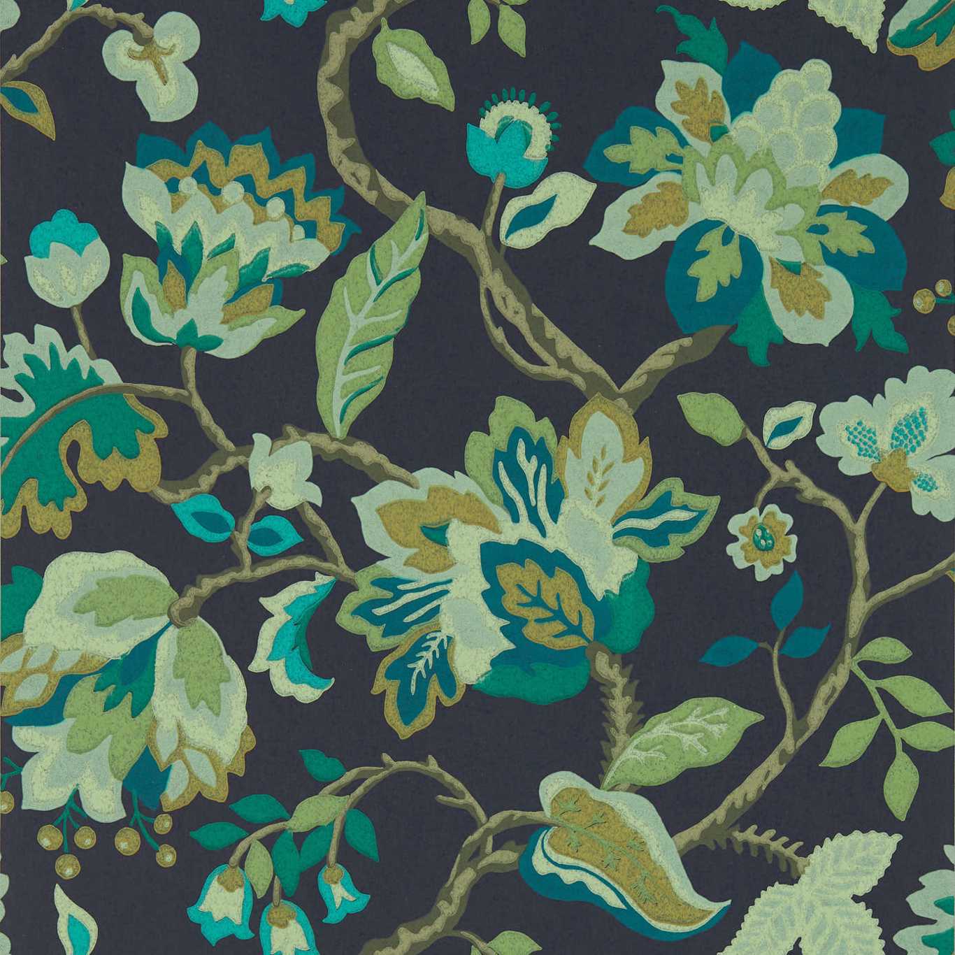 Amanpuri Wallpaper - Midnight/Eucalyptus - DOSW217044 - Sanderson