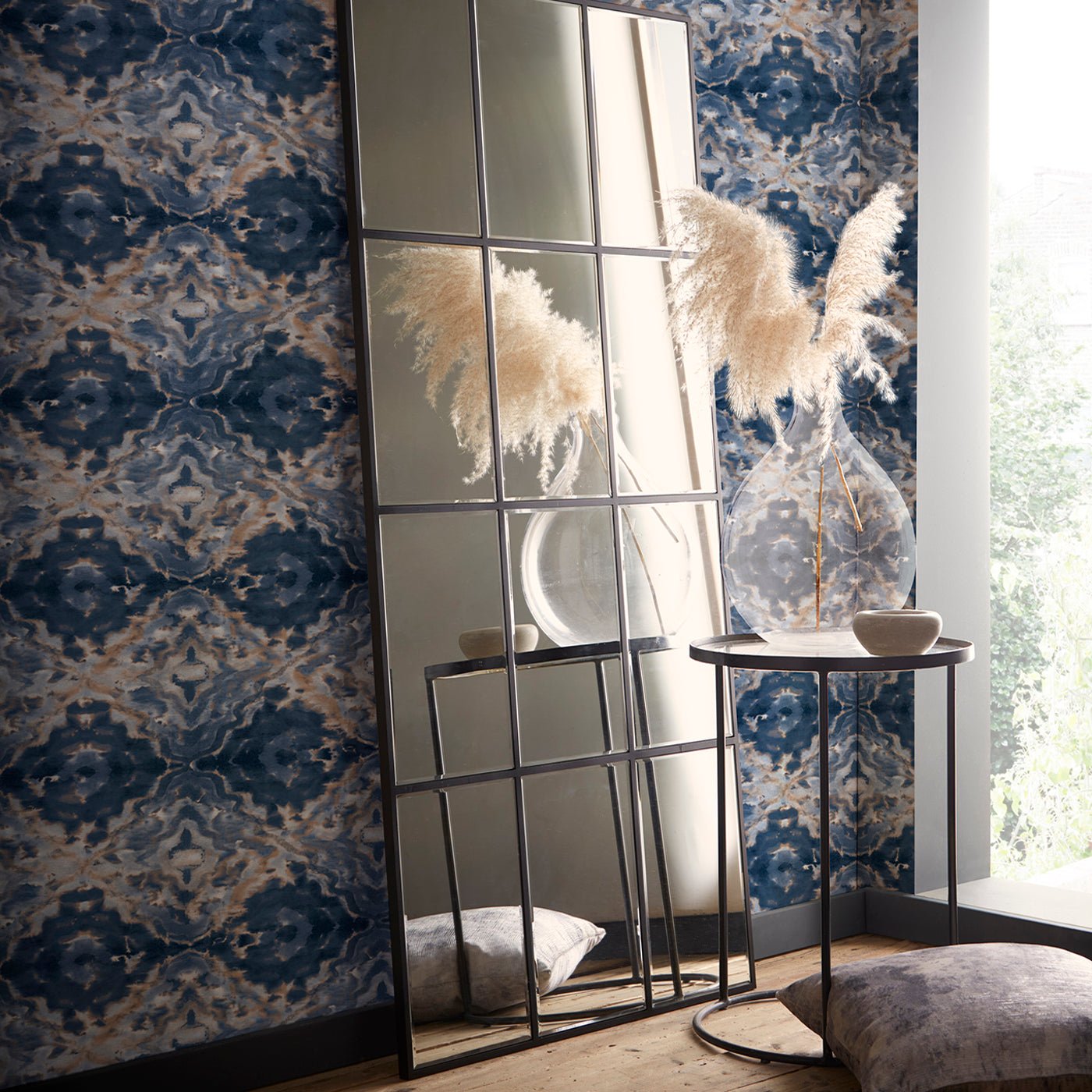 Aqueous Wallpaper - Midnight/Spice - Clarke & Clarke - W0147/02 - Premier Wallcovering