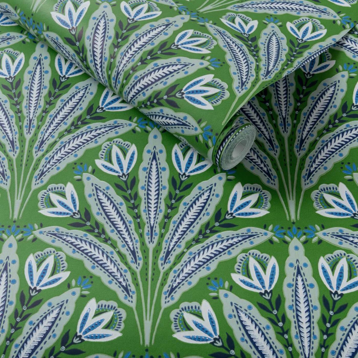 Attingham Wallpaper - Cobalt/Green - Clarke & Clarke - W0193/01 - Premier Wallcovering