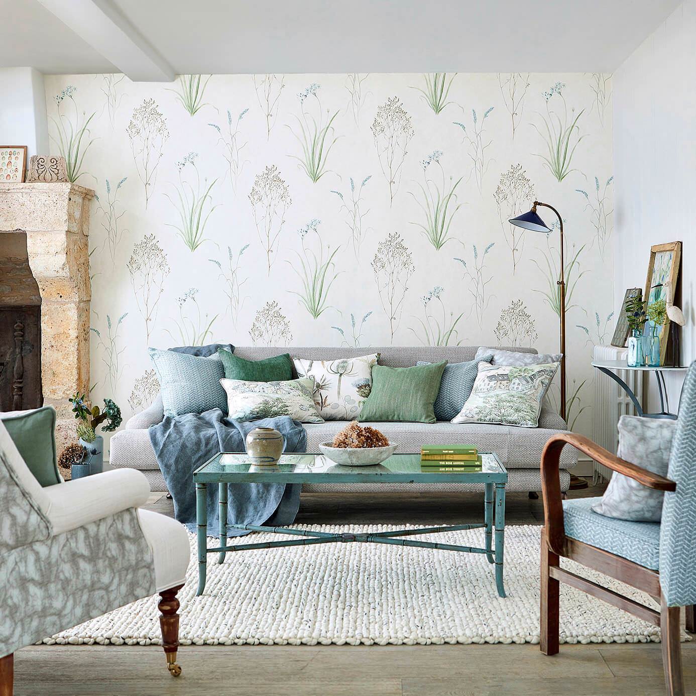 Farne Grasses Wallpaper - Cream/Sage - Sanderson - DEBB216486