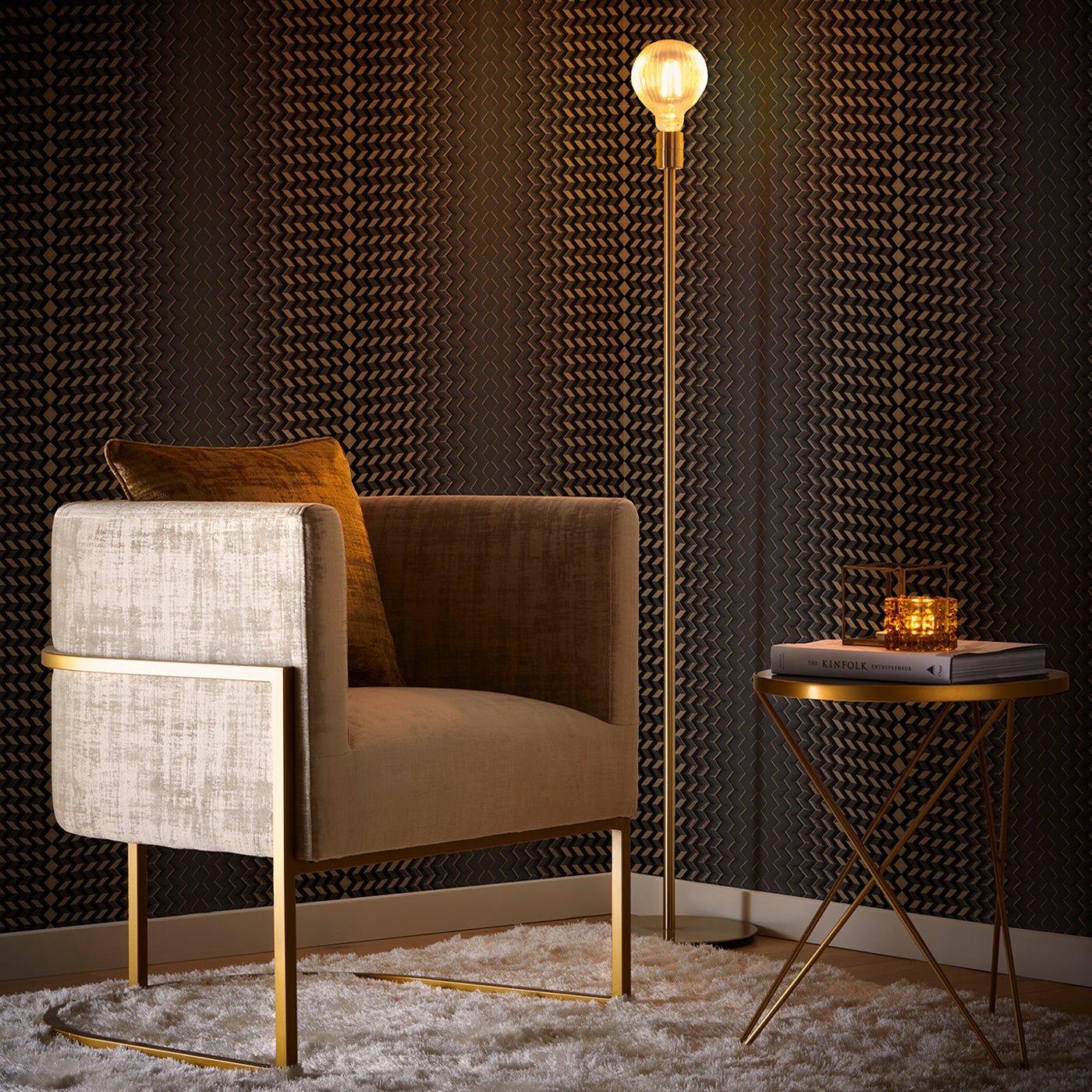 Fragment Wallpaper - Charcoal/Gold - Clarke & Clarke - W0150/02 - Premier Wallcovering