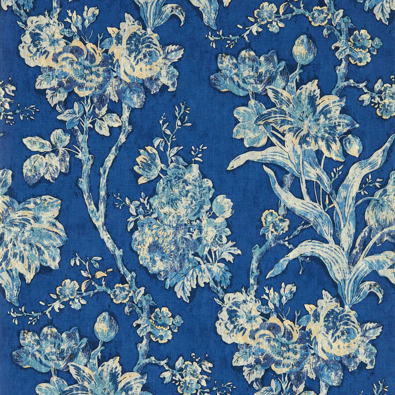 Fringed Tulip Toile Wallpaper - Smalt - DGDW217323 - Sanderson
