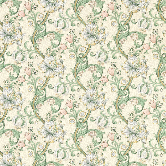 Golden Lily Wallpaper - Linen/Blush - Clarke & Clarke - W0174/01 - Premier Wallcovering