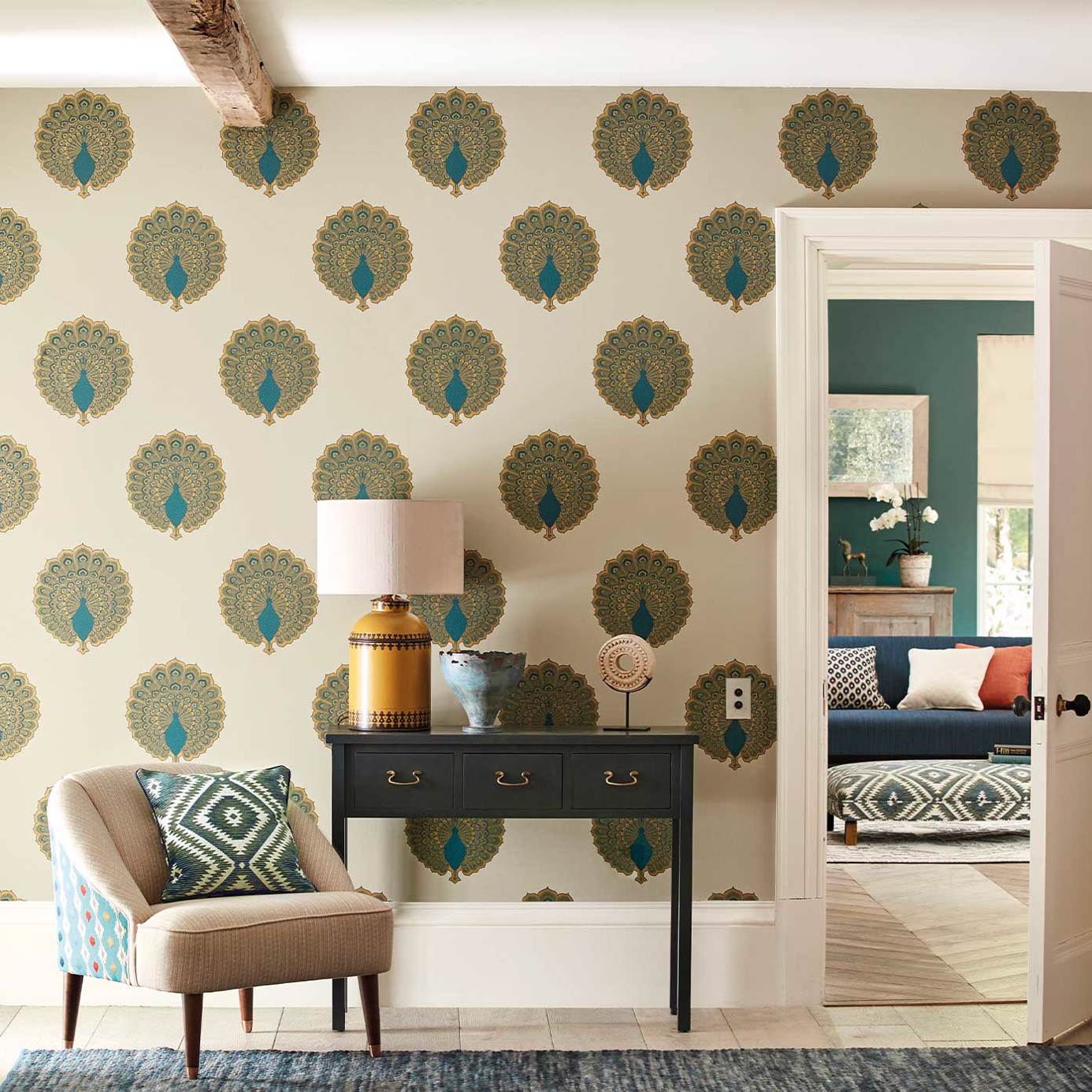 Kalapi Wallpaper - Peacock - Sanderson - DCPW216757