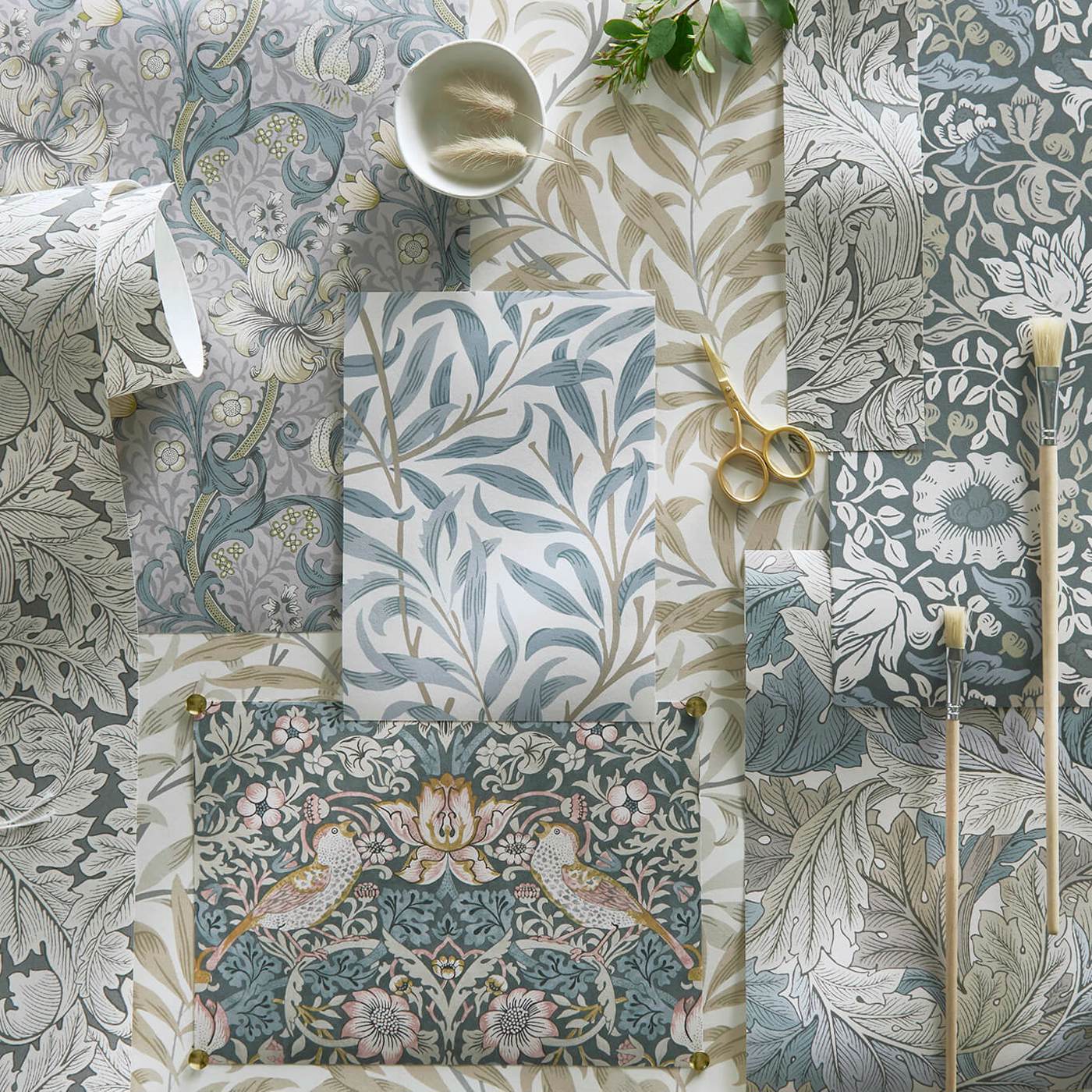 Mallow Wallpaper - Slate/Dove - Clarke & Clarke - W0173/01 - Premier Wallcovering