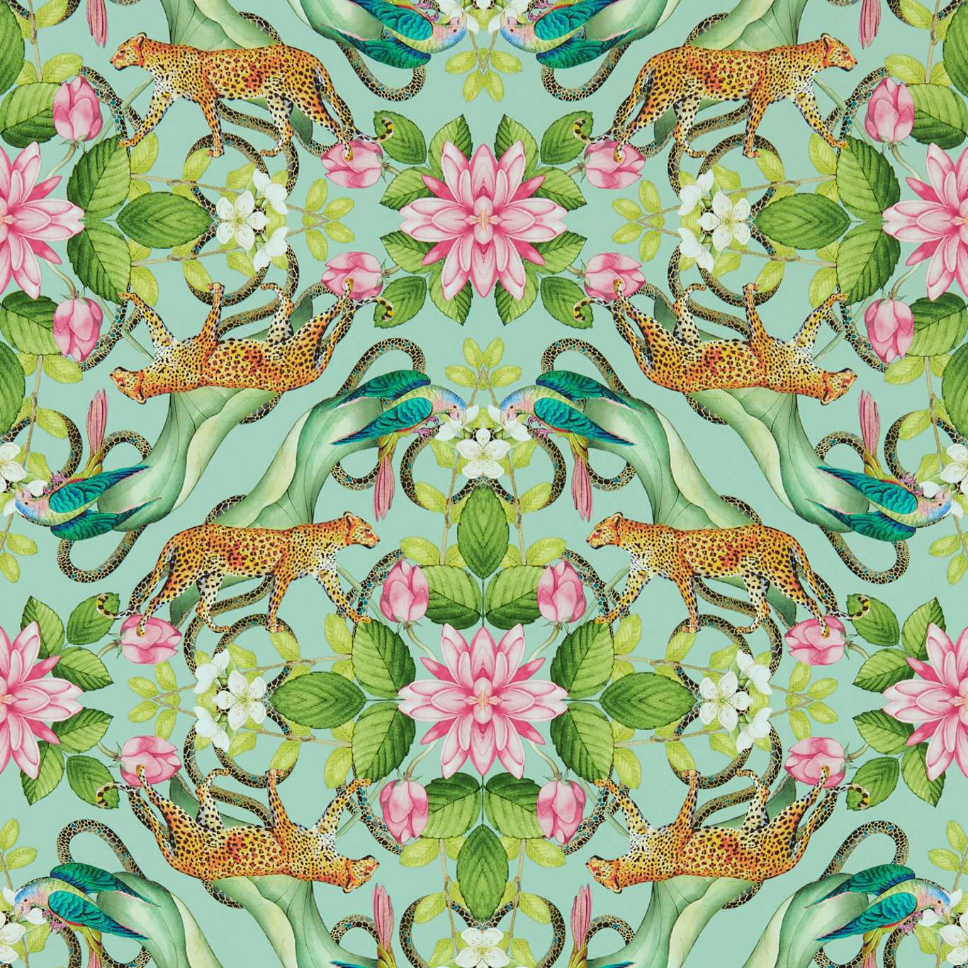 Menagerie Wallpaper - Aqua - Clarke & Clarke - W0131/01 - Premier Wallcovering