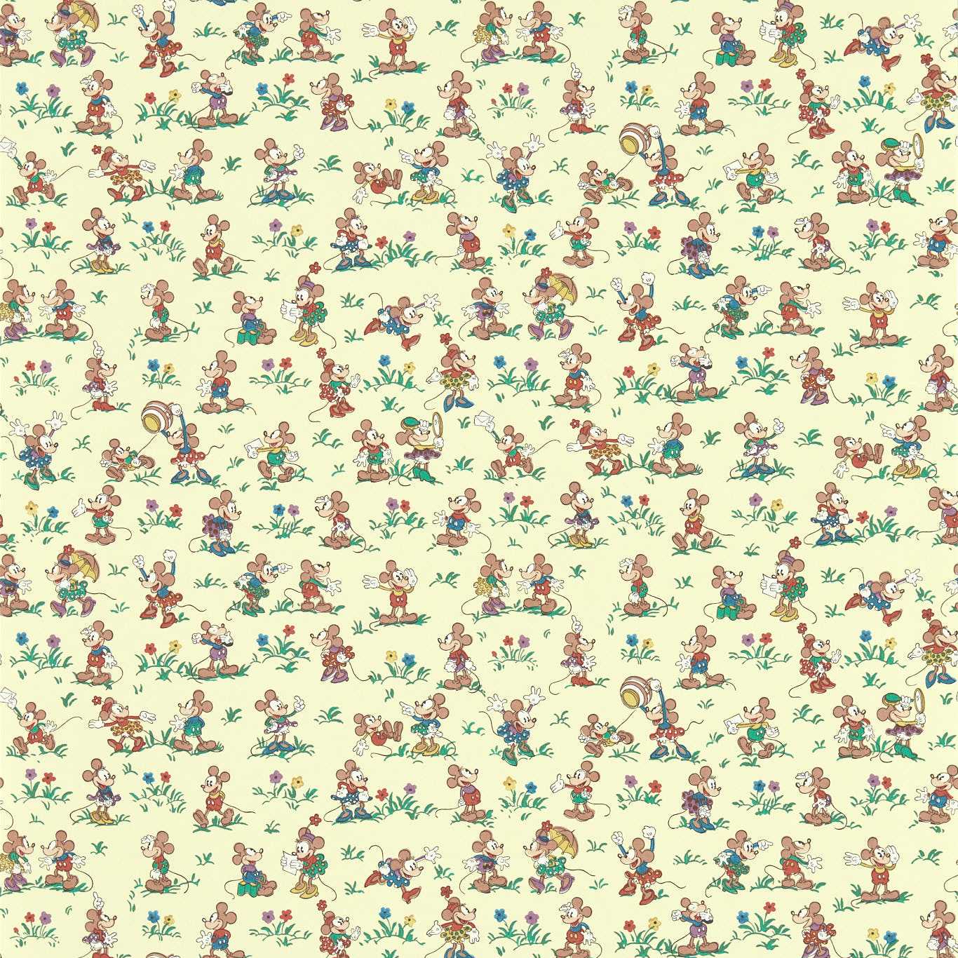 Mickey & Minnie Wallpaper - Rhubarb & Custard - DDIW217262 - Sanderson
