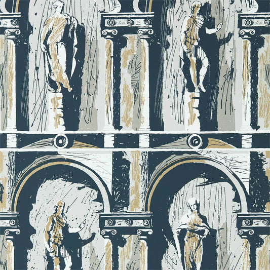 Montacute Wallpaper - Platinum Grey/Ink - ZPLW312966 - Zoffany - Morris Wallpaper