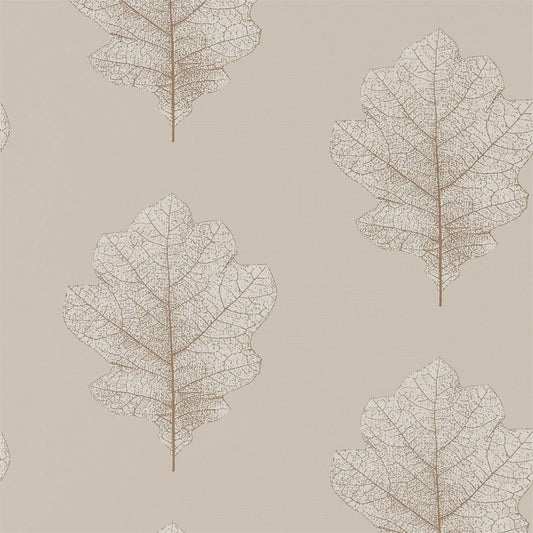 Oak Filigree Wallpaper - Stone/Gilver - Sanderson - DWOW215698