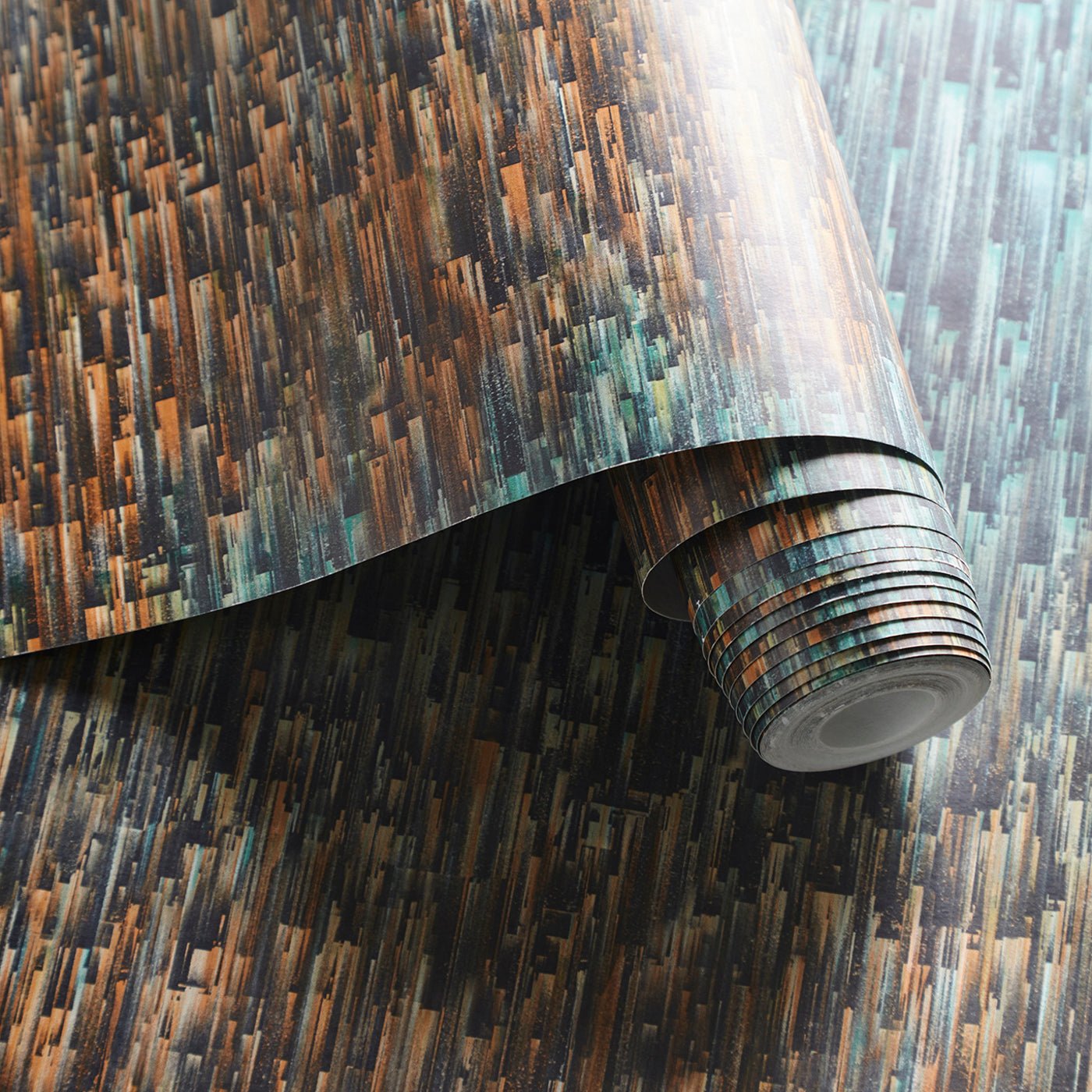 Ombre Wallpaper - Teal/Spice - Clarke & Clarke - W0153/03 - Premier Wallcovering