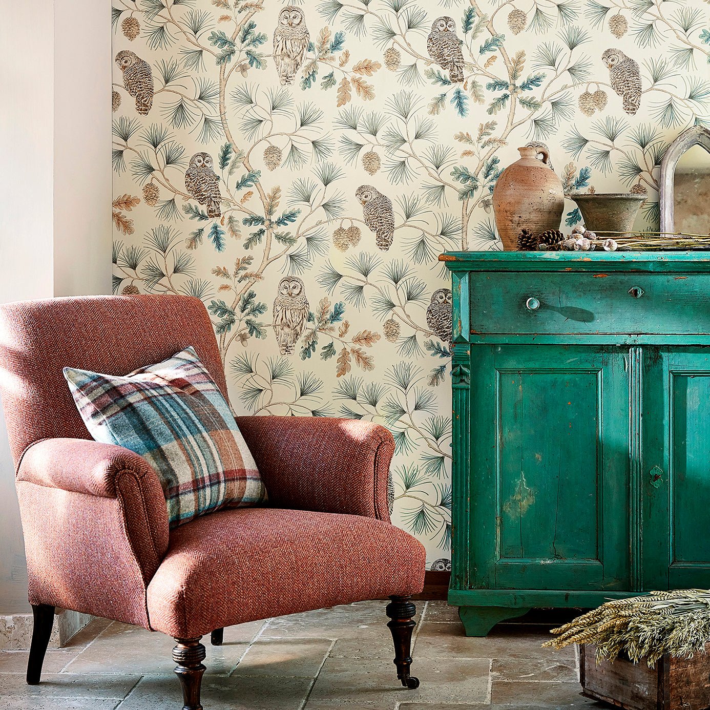 Owlswick Wallpaper - Teal - Sanderson - DYSI216595