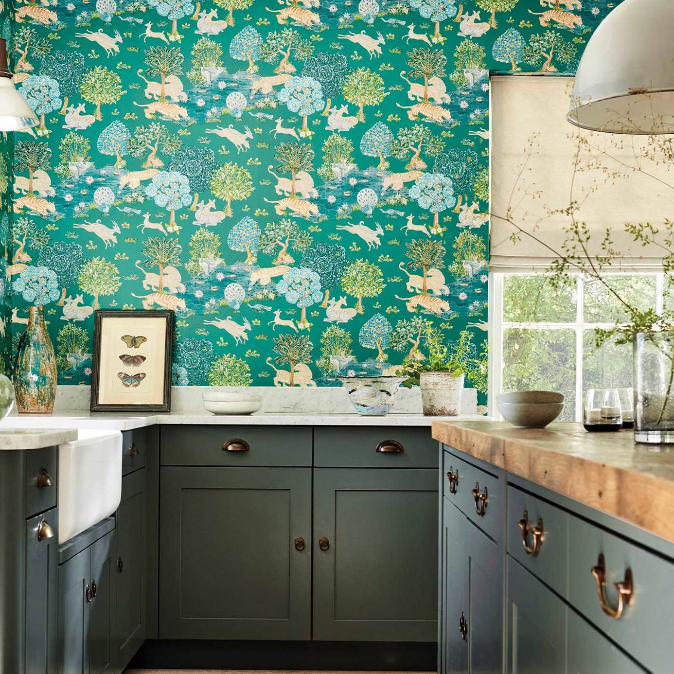 Pamir Garden Wallpaper - Teal/Peacock - Sanderson - DCPW216765