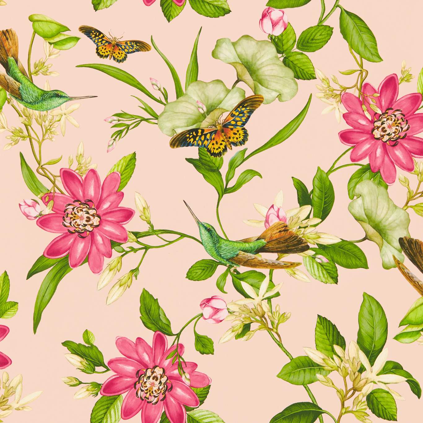 Pink Lotus Wallpaper - Blush - Clarke & Clarke - W0132/01 - Premier Wallcovering