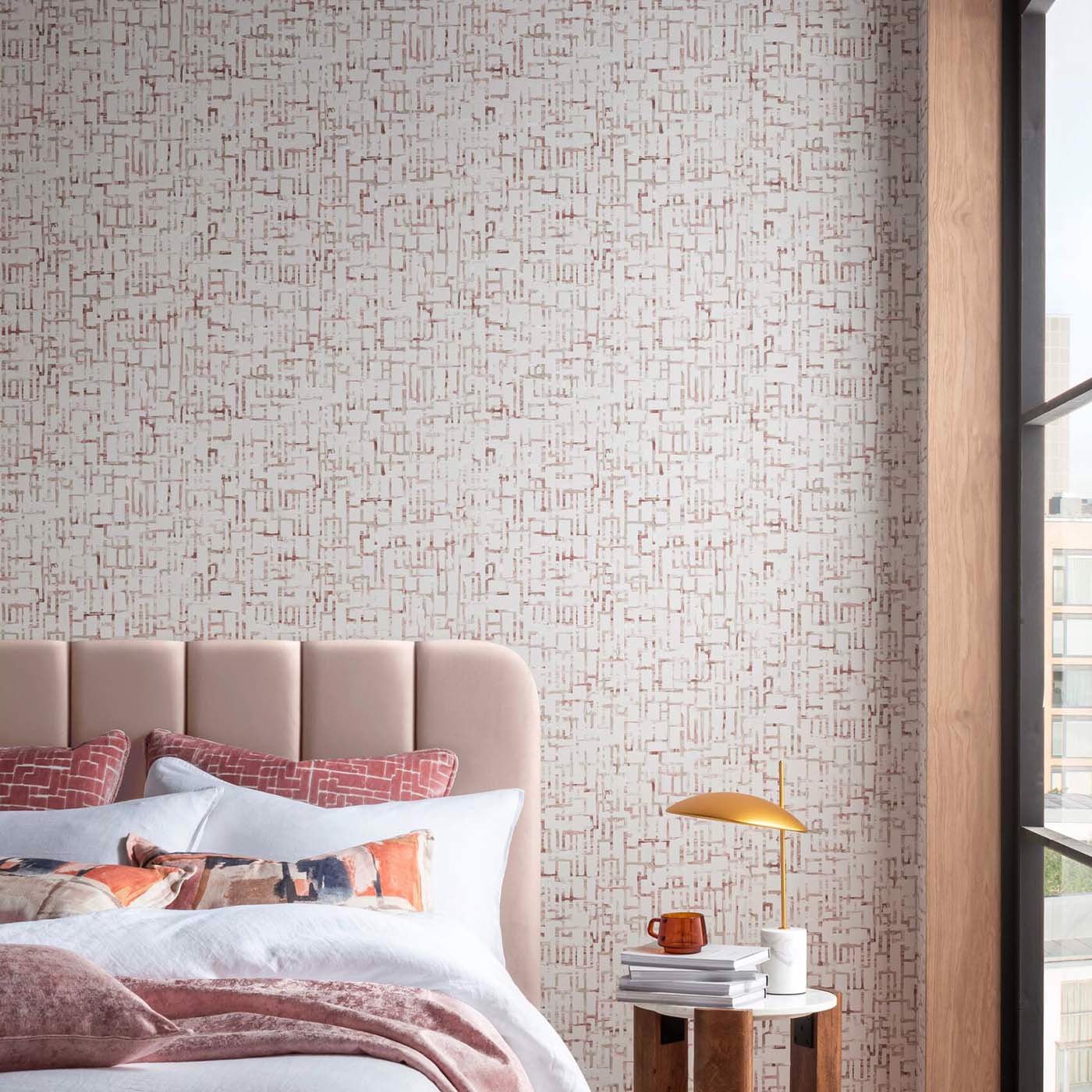 Quadrata Wallpaper - Blush - Clarke & Clarke - W0184/01 - Premier Wallcovering