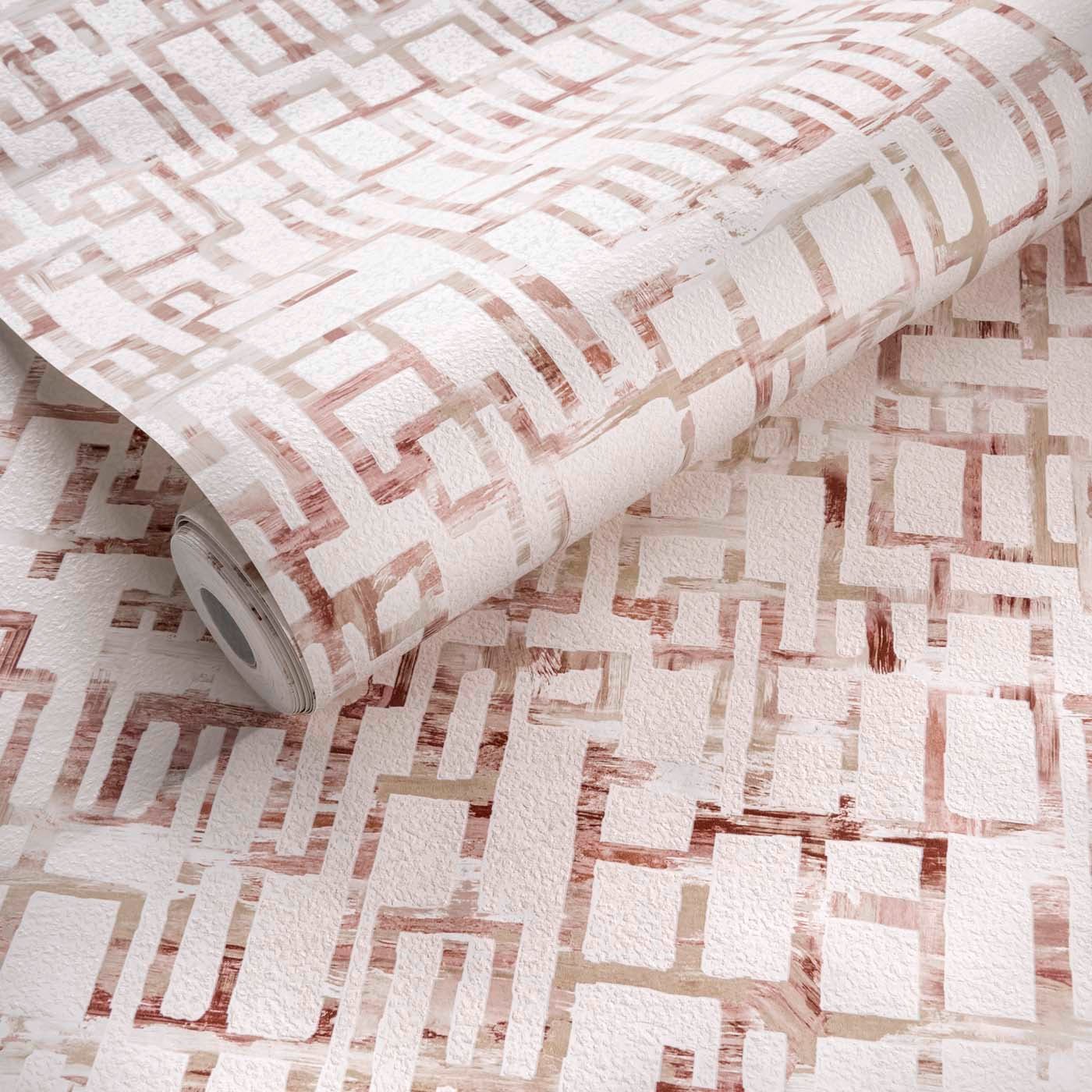 Quadrata Wallpaper - Blush - Clarke & Clarke - W0184/01 - Premier Wallcovering