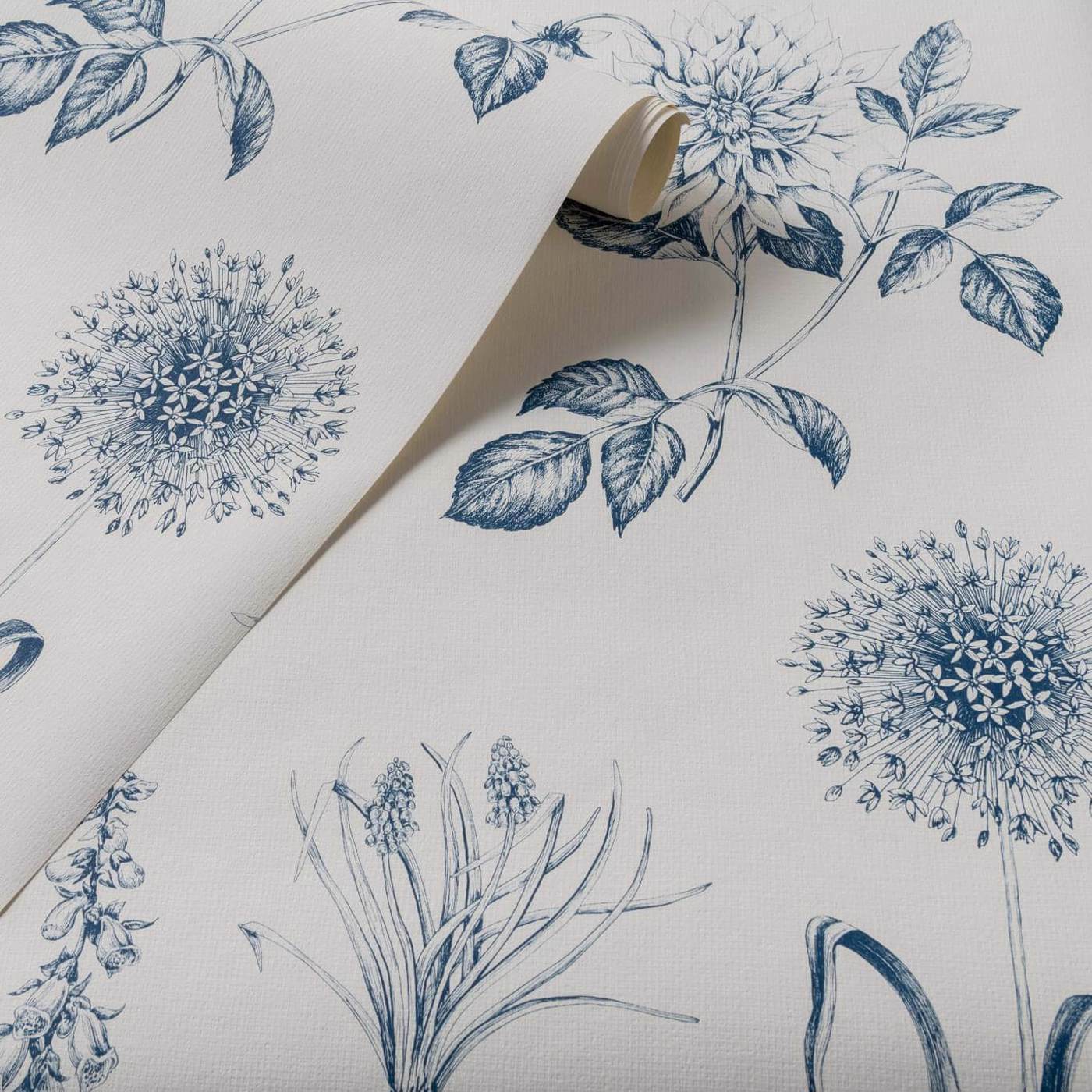 Roseraie Wallpaper - Midnight - Clarke & Clarke - W0197/03 - Premier Wallcovering