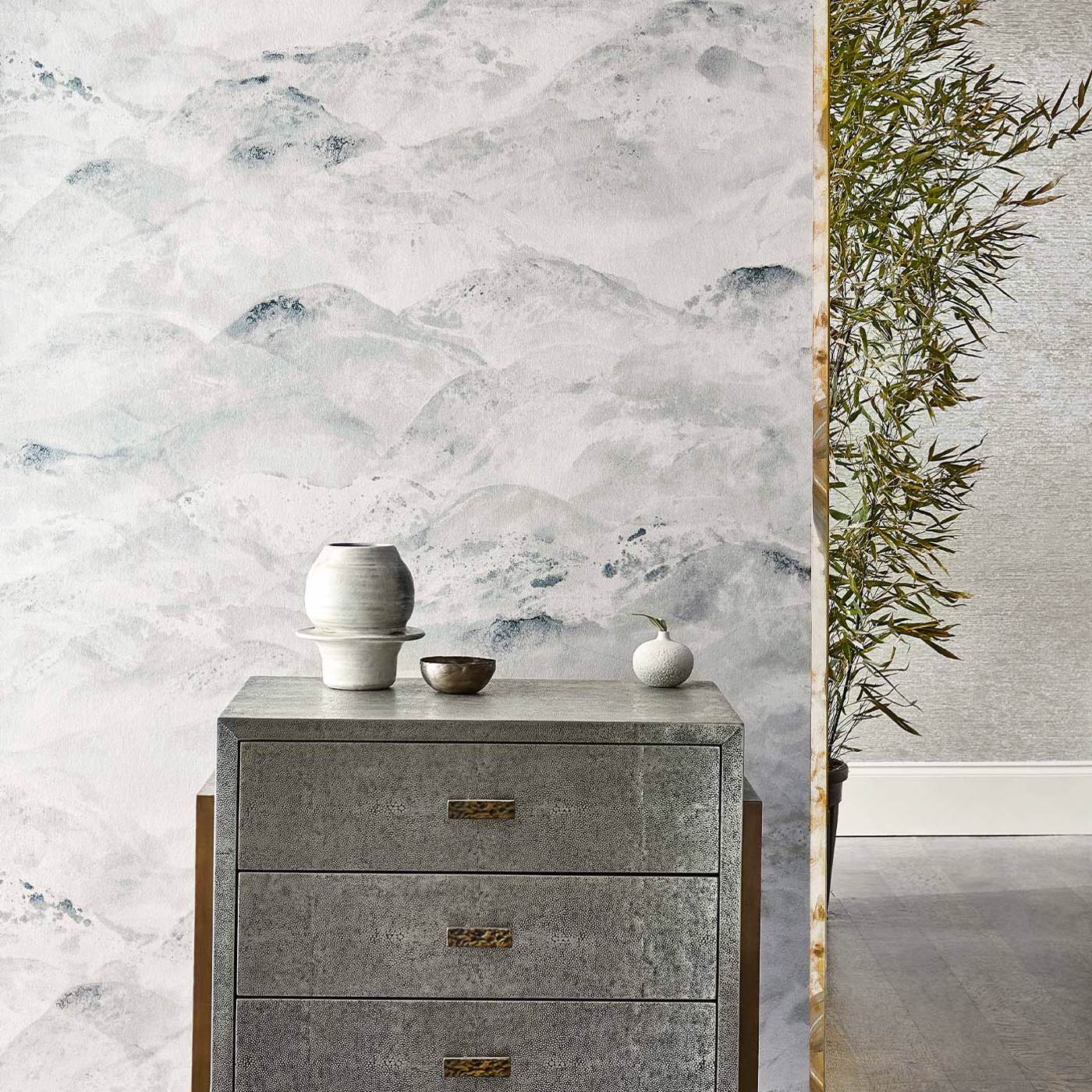 Sansui Wallpaper - Snow Peaks - ZAKA312503 - Zoffany - Morris Wallpaper