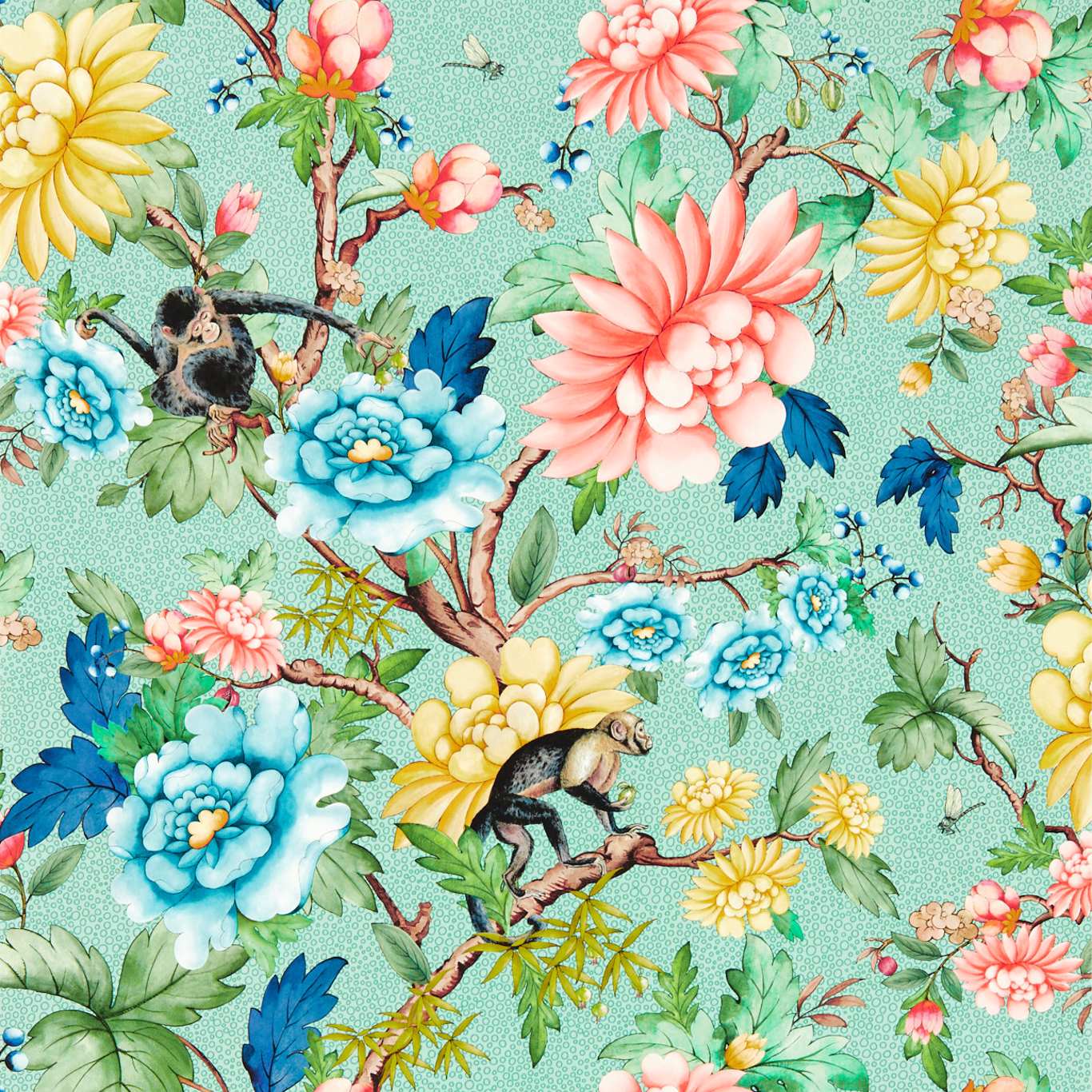 Sapphire Garden Wallpaper - Mineral - Clarke & Clarke - W0133/02 - Premier Wallcovering