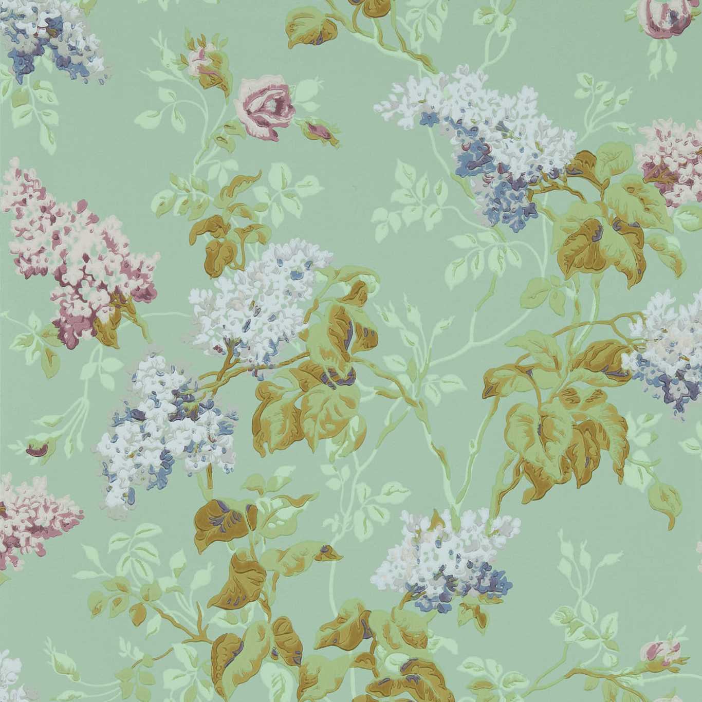 Sommerville Wallpaper - Mint/Plum - DOSW217049 - Sanderson