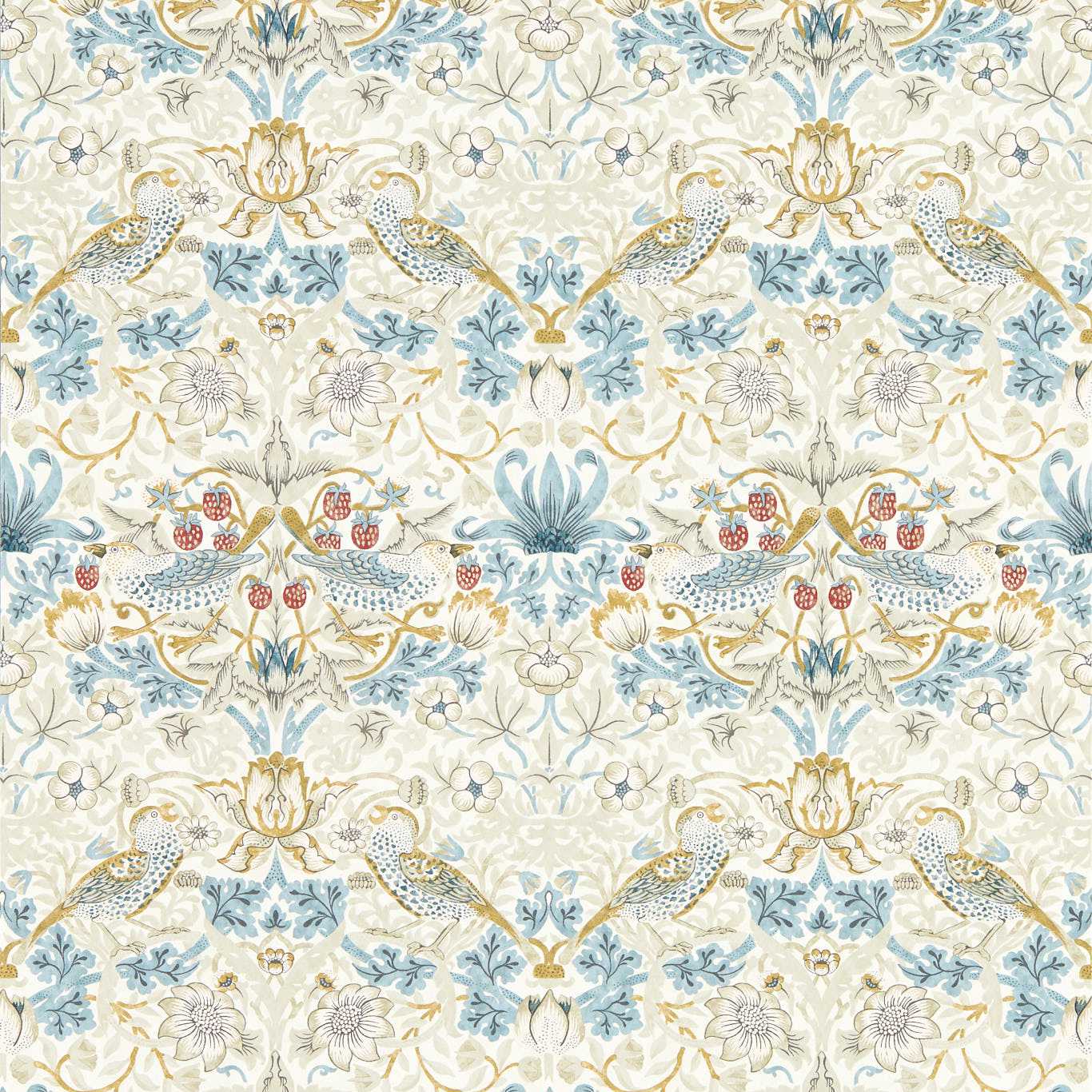 Strawberry Thief Wallpaper - Linen/Plum - Clarke & Clarke - W0171/03 - Premier Wallcovering