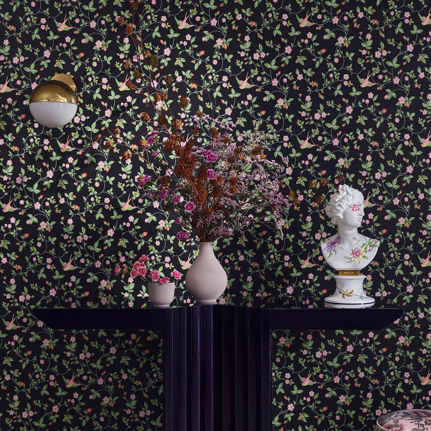 Wild Strawberry Wallpaper - Blush - Clarke & Clarke - W0135/01 - Premier Wallcovering