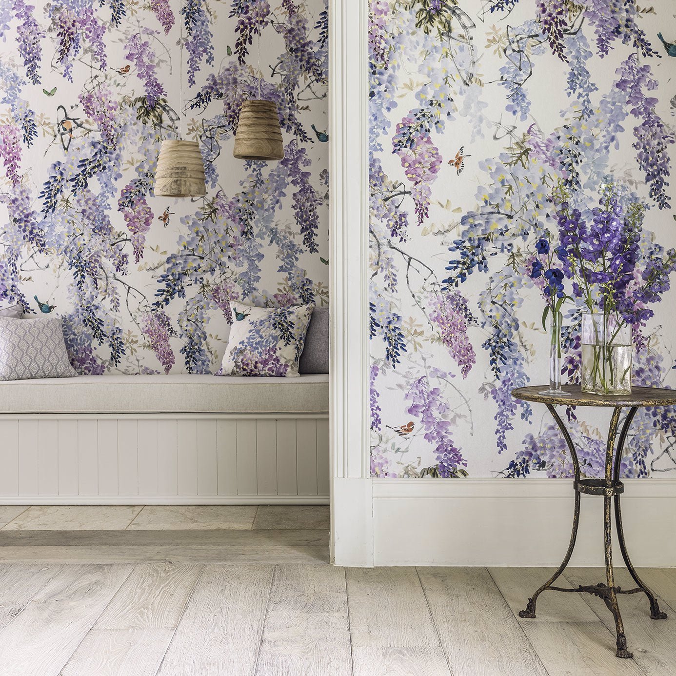Wisteria Fall Panel B Wallpaper - Lilac - Sanderson - DWAP216297