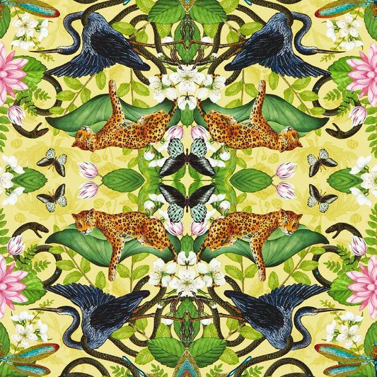 Wonderlust Tea Story Wallpaper - Citron - Clarke & Clarke - W0136/01 - Premier Wallcovering